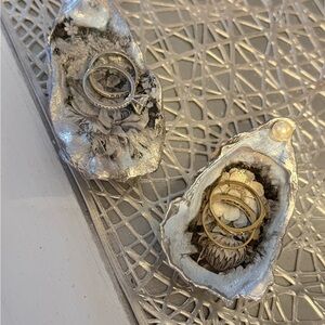 Pearl and  Silver Oyster Shell Ring Holder or trinket holder